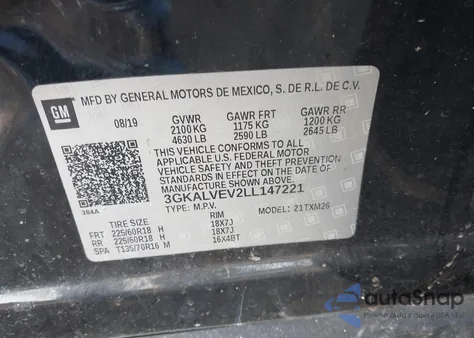 2020 GMC Terrain Awd Slt z USA, uszkodzony, nr VIN 3GKALVEV2LL147221